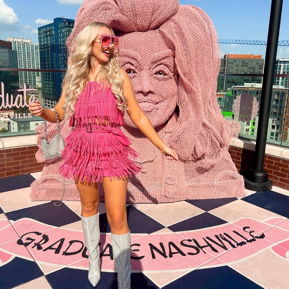 Pink Fringe two piece outfit cowgirl Barbie fringe
